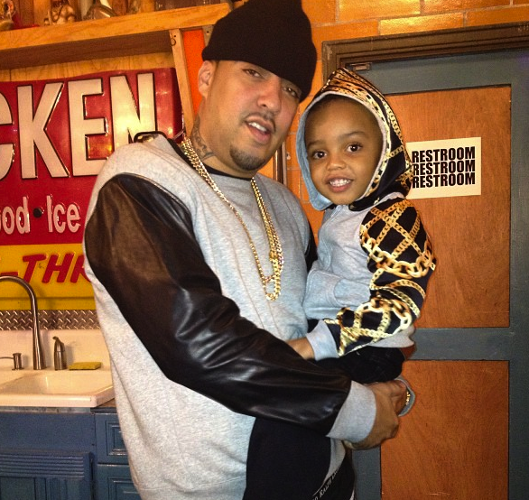 French Montana with his child, a son Kruz
