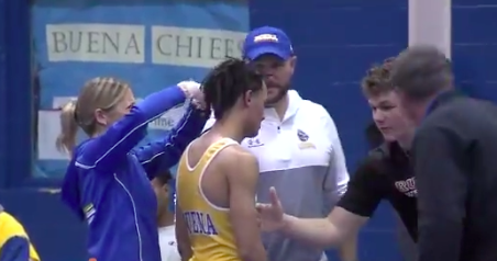 The Root Of Racism. Prejudice Referee Alan Maloney Makes Wrestling Student Cut Dreads Before Match.