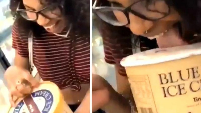 Woman Seen In Viral Video Licking Blue Bell Ice Cream In Store Could Face Charges