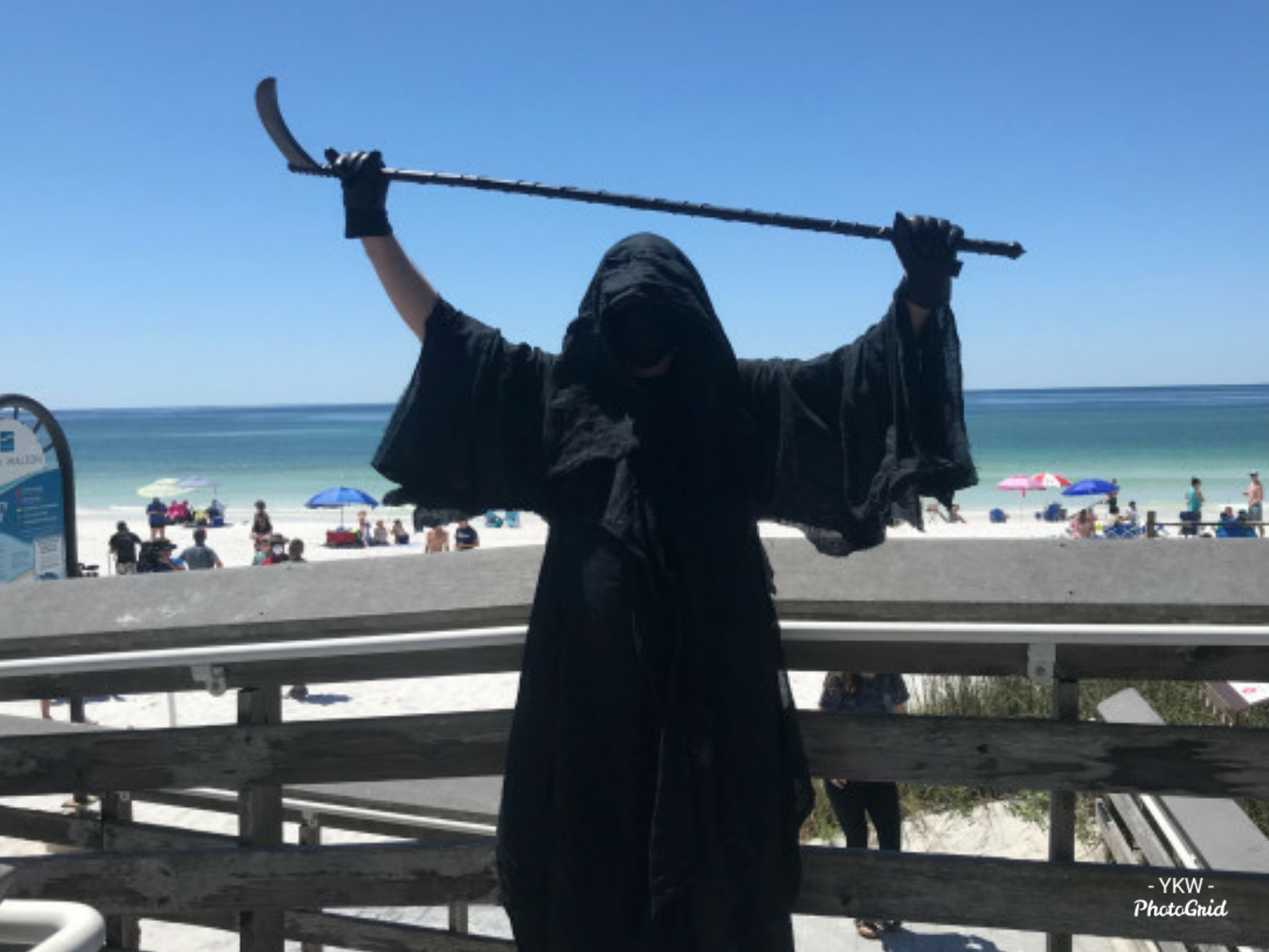 Grim Reaper Haunts Beaches To Protest Premature Reopening